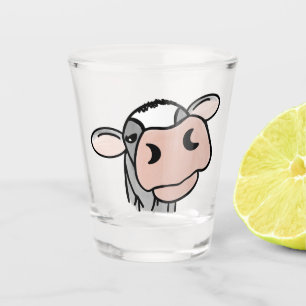 Verre A Shot dessin animé vache noir blanc rose baiser gris ani