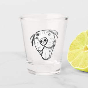 Verre A Shot dessin pitbull simple amoureux des chiens noir bla