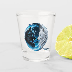 Verre A Shot Deux têtes de loup majestueuses