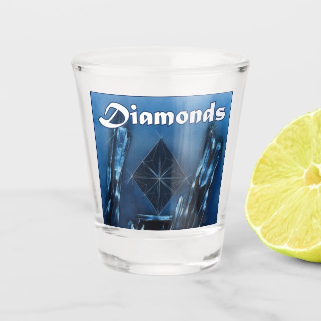 Verre A Shot Diamonds Poker Jouer la suite de carte en bleu (Devant)
