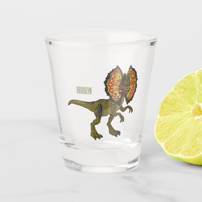 Verre A Shot Dilophosaurus dessin animé (Devant)