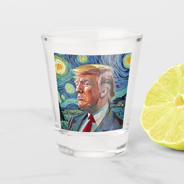 Verre A Shot Donald Trump Starry Night Van Gogh Art Style 2024 (Devant)