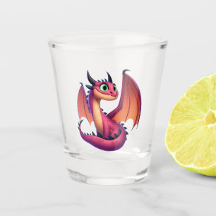 Verre A Shot Dragon de dessin animé mignon violet/rouge
