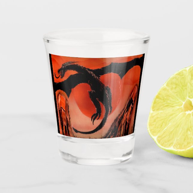 Verre A Shot Dragon noir en vol (Devant)