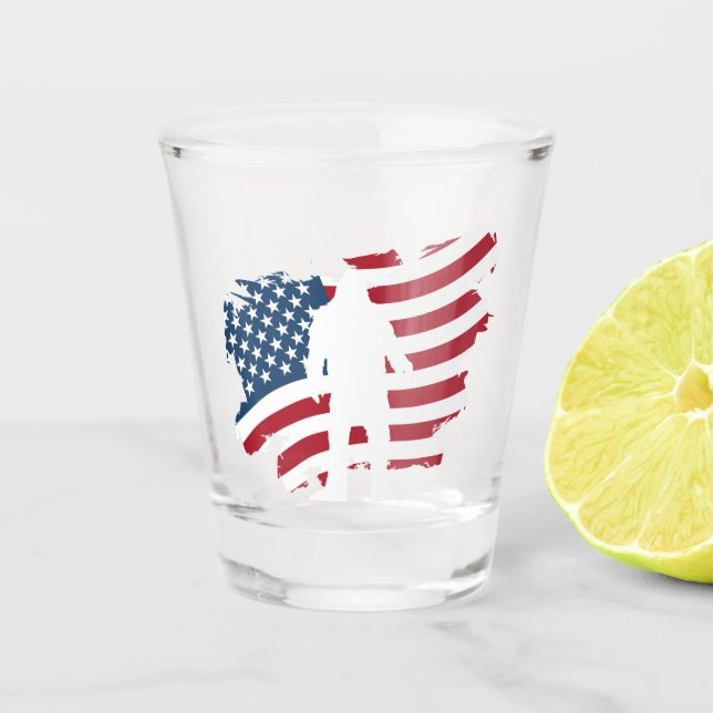 Verre A Shot Drapeau américain Bigfoot Whiskey Shot Glass (Devant)