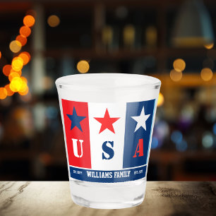Verre A Shot Drapeau américain simple et amusant,Nom de famille