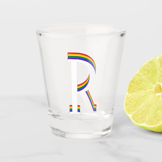 Verre A Shot Drapeau arc-en-ciel LGBT Gay pride Personnalisé Mo (Devant)