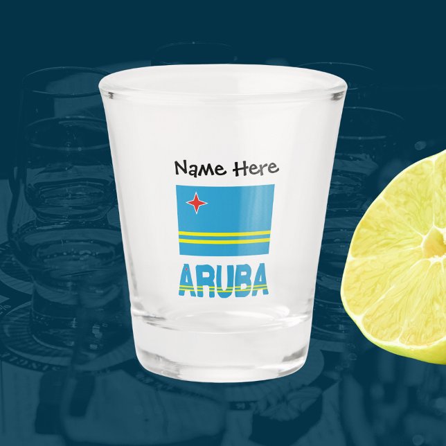 Verre A Shot Drapeau Aruba et Aruba avec votre nom Tiré (Créateur téléchargé)