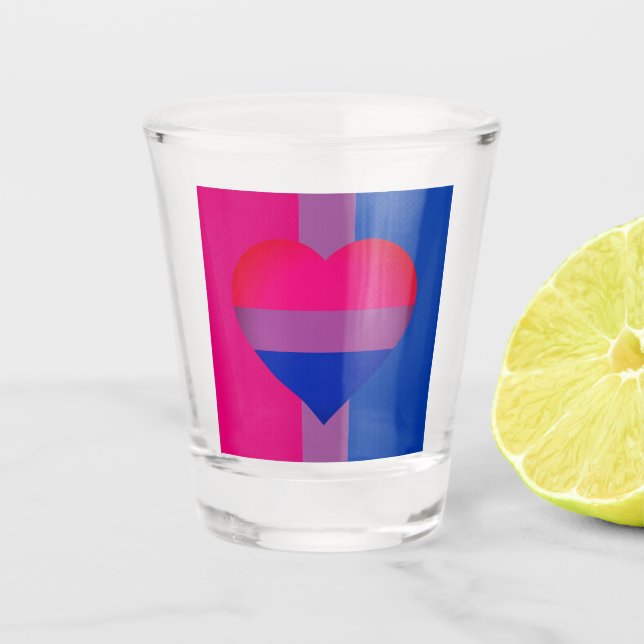 Verre A Shot Drapeau bisexuel Communauté de coeur et de fierté  (Devant)
