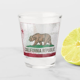 Verre A Shot Drapeau californien en détresse