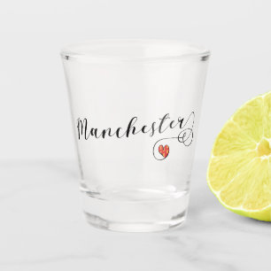 Verre A Shot Drapeau cardiaque de Manchester, Angleterre