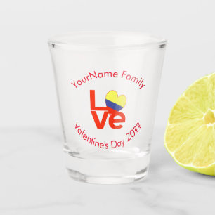Verre A Shot Drapeau Colombien Rouge LOVE Personnalisé