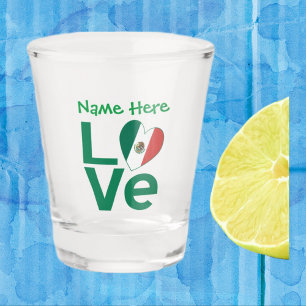 Verre A Shot Drapeau d'amour mexicain personnalisé en vert