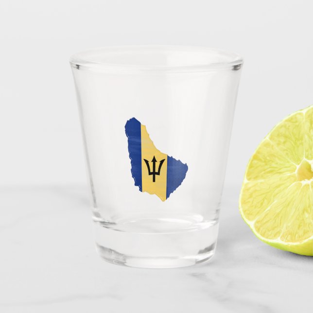 Verre A Shot Drapeau de la Barbade et carte (Devant)