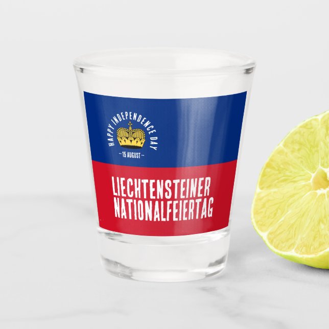 Verre A Shot Drapeau de la fête nationale du Liechtenstein (Devant)