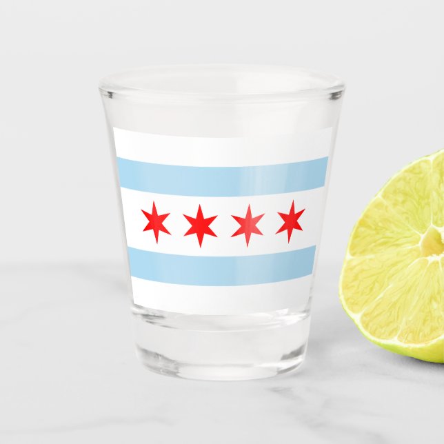 Verre A Shot Drapeau de la ville de Chicago (Illinois) (Devant)