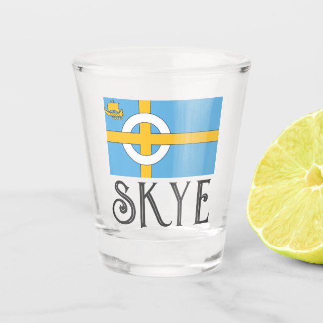 Verre A Shot Drapeau de l'île de Skye, ÉCOSSE (Devant)