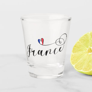 Verre A Shot Drapeau français à un coeur, France