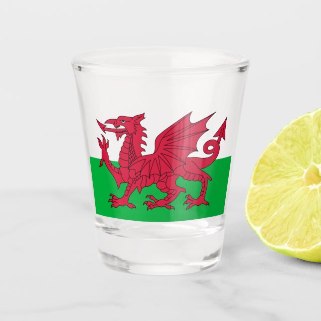 Verre A Shot Drapeau gallois (Pays de Galles) (Dragon gallois) (Devant)