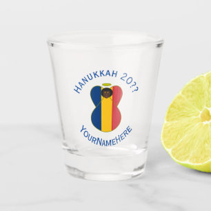 Verre A Shot Drapeau Hanukkah de l'ange tchadien Personnalisé