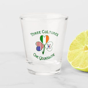 Verre A Shot Drapeau irlandais sud-coréen américain trèfle pers