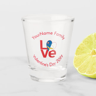 Verre A Shot Drapeau LOVE Rouge Azoréen Personnalisé