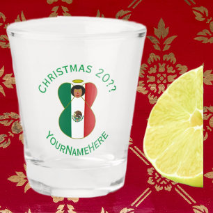 Verre A Shot Drapeau mexicain Ange de Noël Personnaliser