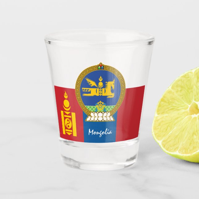 Verre A Shot Drapeau mongol & patriote de la Mongolie / sports (Devant)