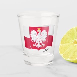 Verre A Shot Drapeau polonais & armoiries de la Pologne / fête