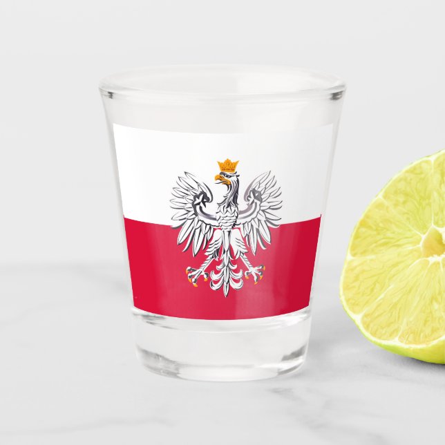 Verre A Shot Drapeau polonais et aigle Pologne patriote de pays (Devant)
