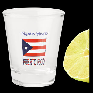 Verre A Shot Drapeau Porto-Ricain Porto Rico Bleu Personnalisé 