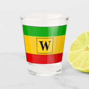 Verre A Shot Drapeau Rasta Jamaïcain Monogramme