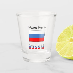 Verre A Shot Drapeau russe avec ton nom Tiré