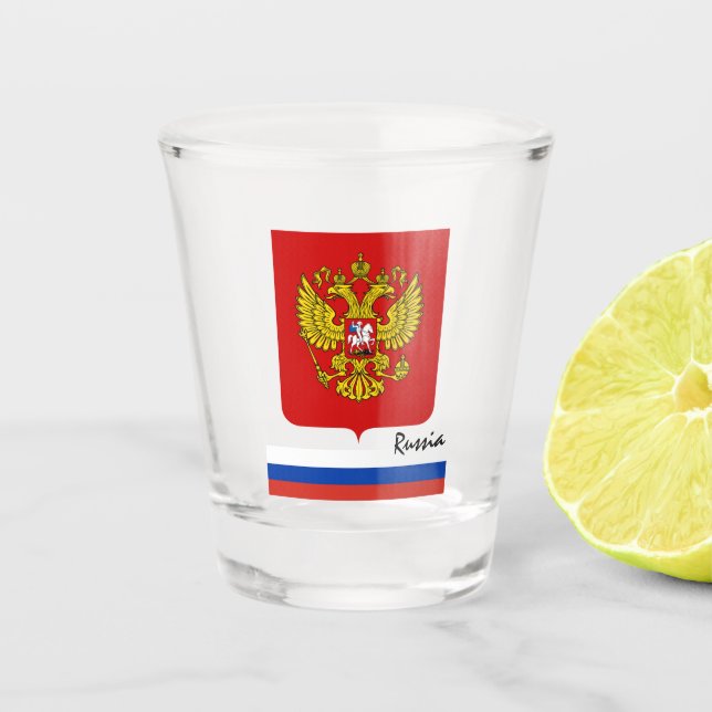 Verre A Shot Drapeau russe & Russie patriote de pays / sports (Devant)