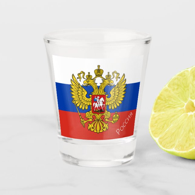 Verre A Shot Drapeau russe & Russie patriote de pays / sports (Devant)