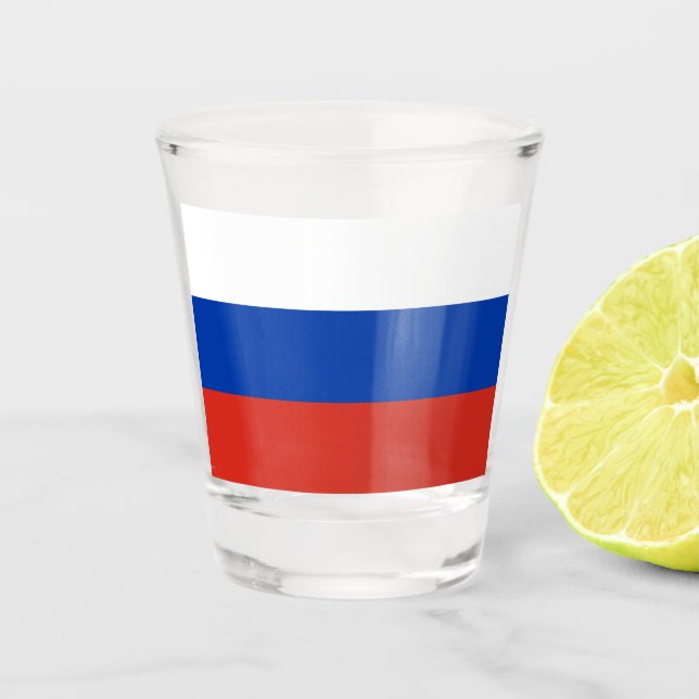 Verre A Shot Drapeau russe (Russie) Tiré (Devant)