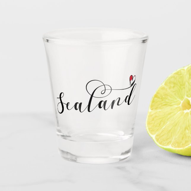 Verre A Shot Drapeau Sealand dans le coeur, Principauté de Seal (Devant)