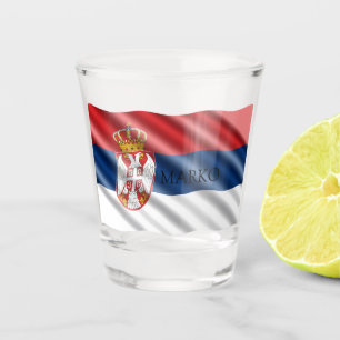 Verre A Shot drapeau serbe, patriotique