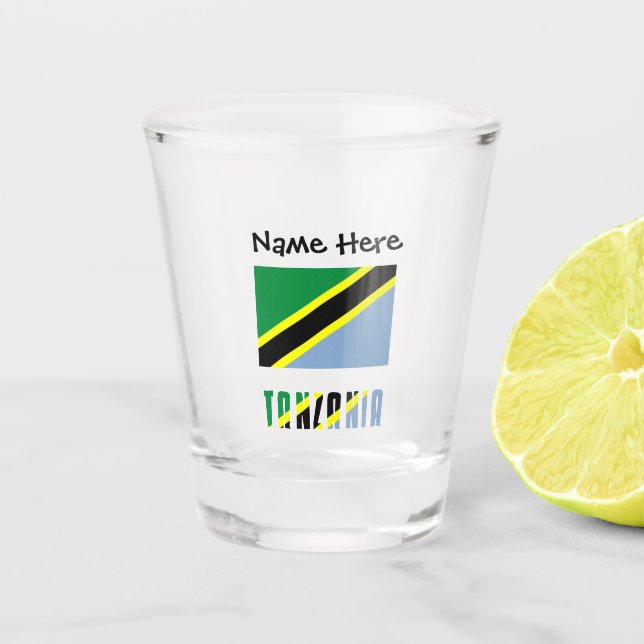 Verre A Shot Drapeau tanzanien avec votre nom (Devant)