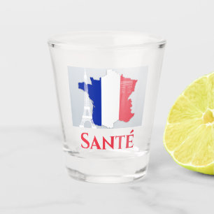 Verre A Shot Drapeau Tour Eiffel Paris France Carte Santé