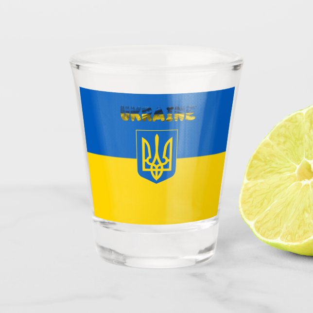 Verre A Shot Drapeau ukrainien Armoiries (Devant)