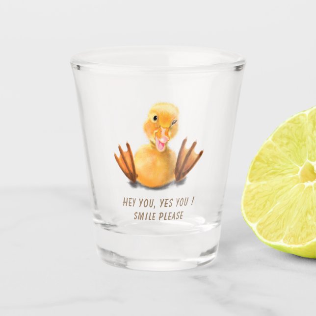 Verre A Shot Drôle Canard Shot Glass Smile - Texte personnalisé (Devant)