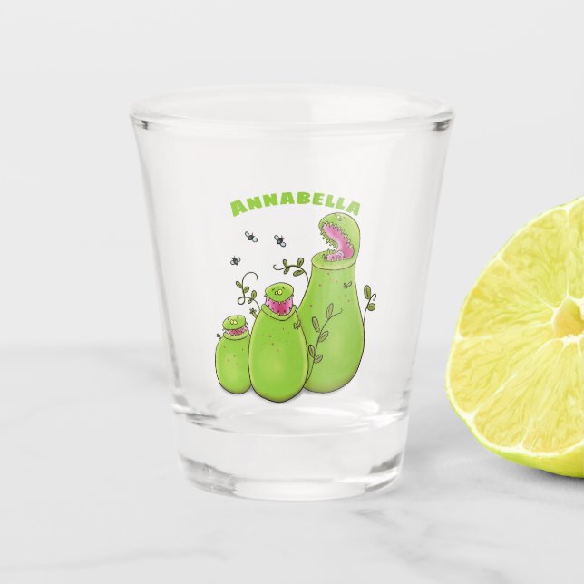 Verre A Shot Drôle carnivore carnivore carnivore plante dessin  (Devant)
