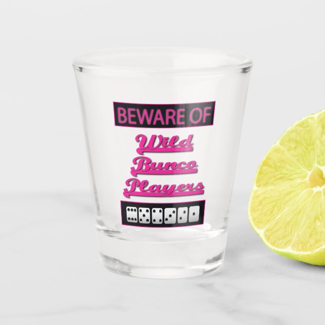 Verre A Shot Drôle de fête rose noir blanc Dice Bunco (Devant)