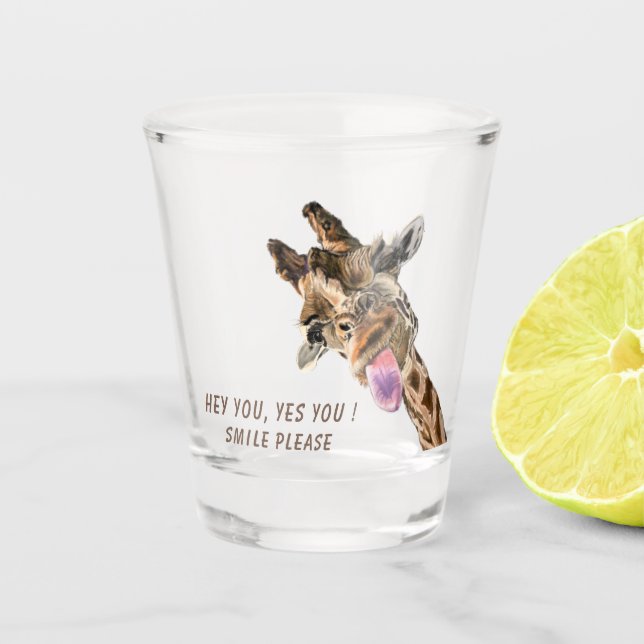 Verre A Shot Drôle Giraffe Shot Glass Smile - Texte personnalis (Devant)