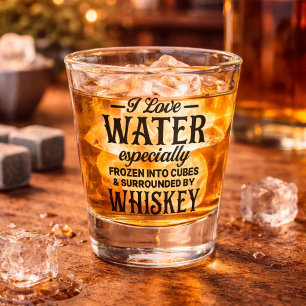 Verre A Shot Drôle, j'aime l'eau gelée dans du Whiskey