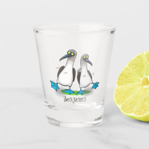 Verre A Shot Drôle, joyeux croquis à pieds bleus dansant dessin