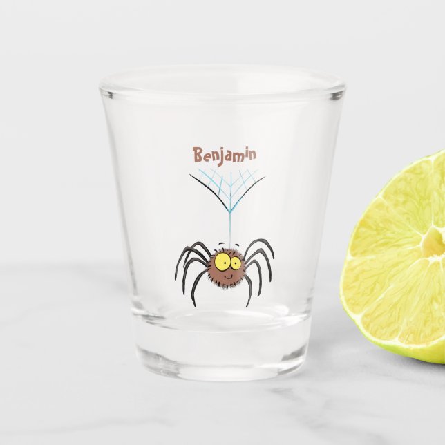 Verre A Shot Drôle mignon dessin animé d'araignée moelleuse (Devant)