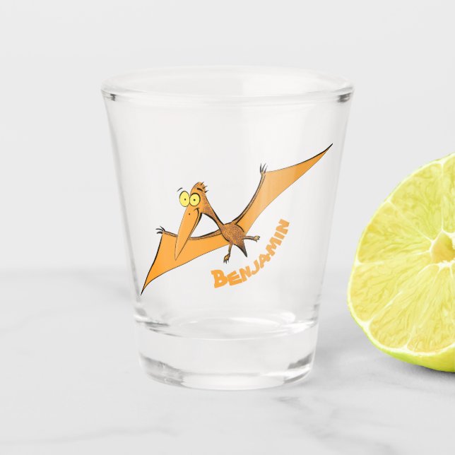 Verre A Shot Drôle mignon dessin animé de pterodactyle volant o (Devant)