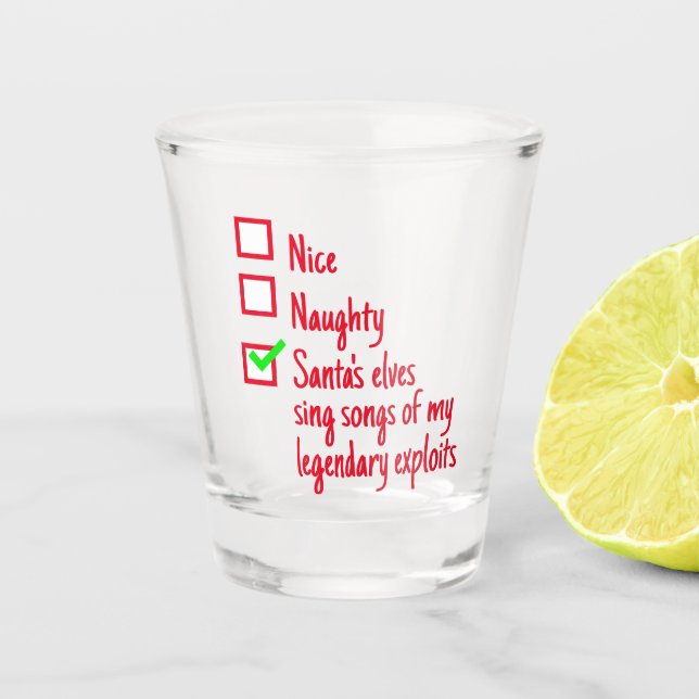 Verre A Shot Drôle Noël Père Noël Naughty ou Nice (Devant)
